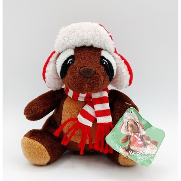 Sears Plush Reginald Raccoon 6” Christmas Holiday Stuffed Toy 2009 Beanbag - Picture 1 of 6